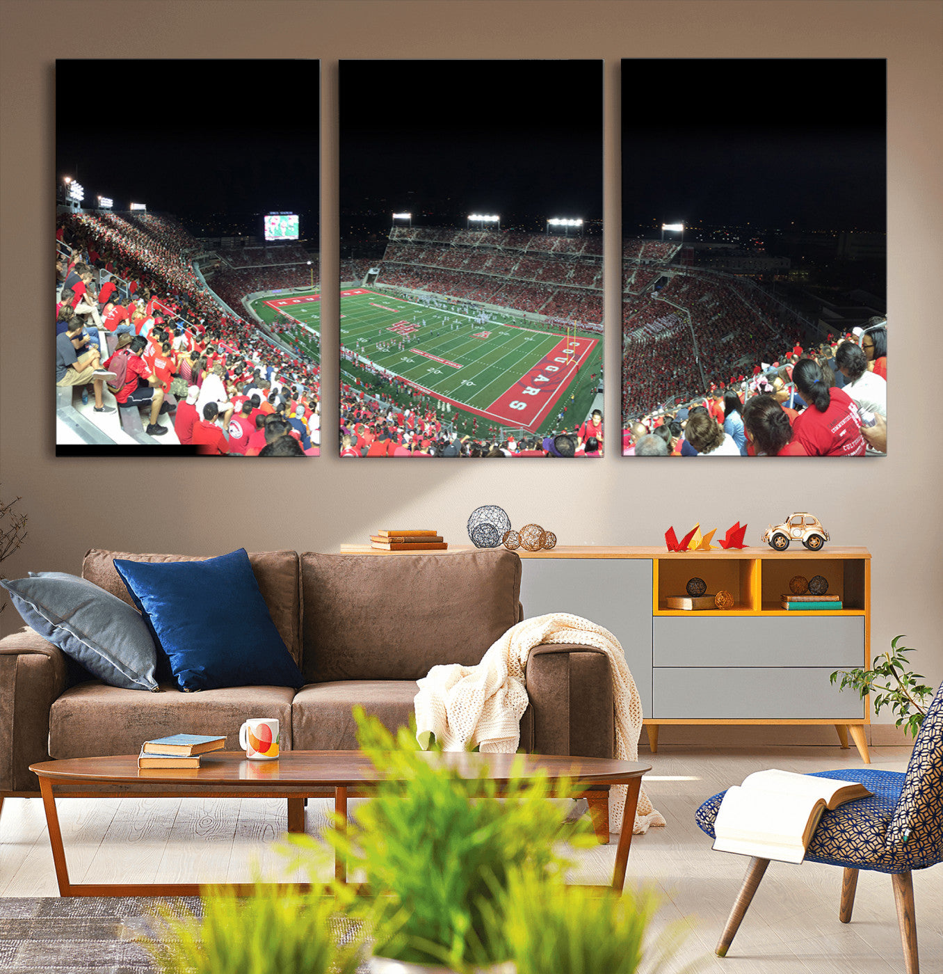 67036-MGV-CV-36X24-Houston Cougars Football Team Print - Houston TDECU Stadium Wall Art Canvas Print