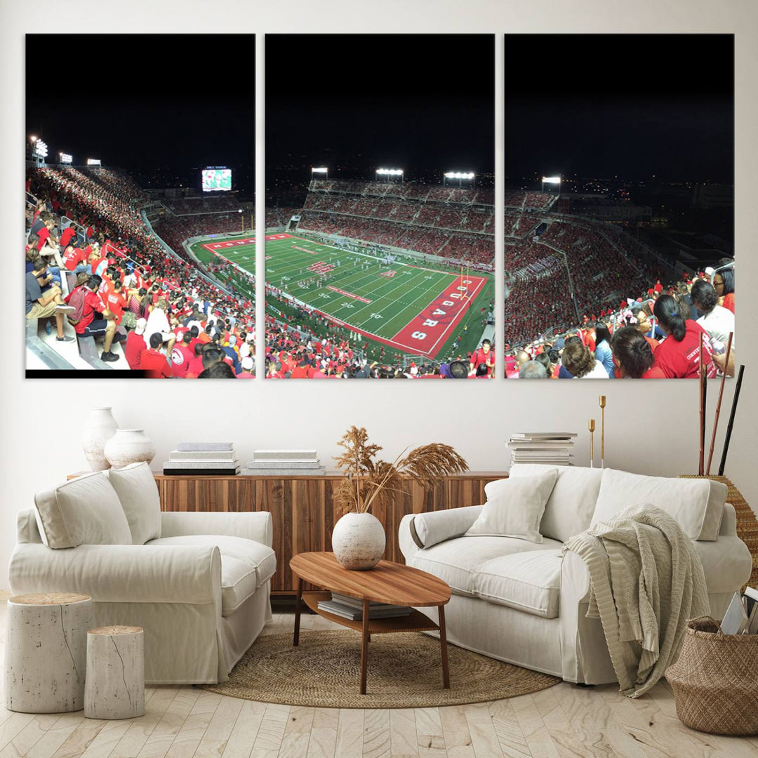 Houston Cougars Football Team Print - Houston TDECU Stadium Wall Art Canvas Print