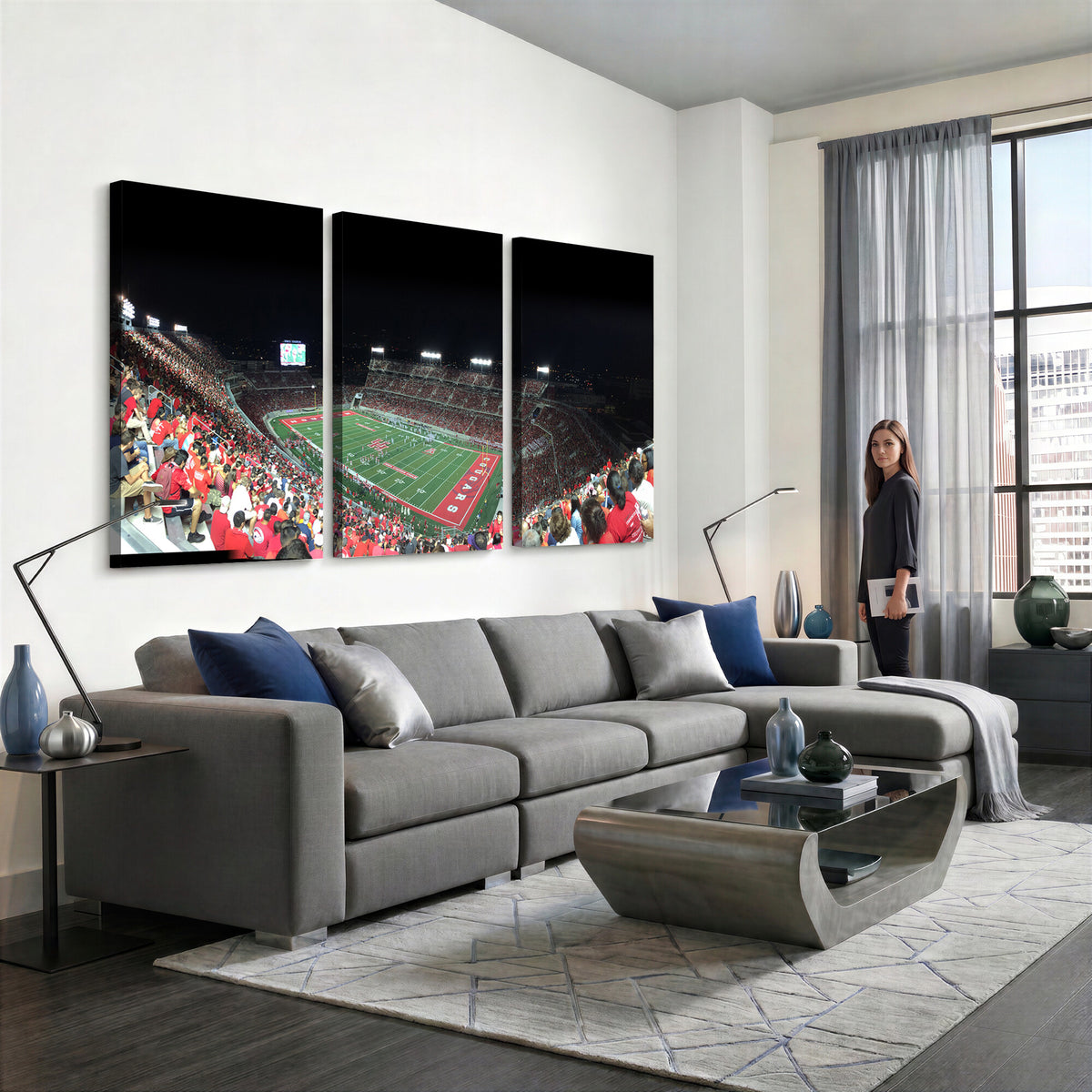 67036-MGV-CV-36X24 - Houston Cougars Football Team Print - Houston TDECU Stadium Wall Art Canvas Print