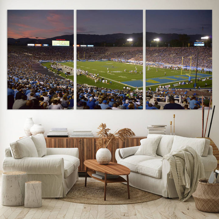 UCLA Bruins Football Team Print - Pasadena Rose Bowl Stadium Wall Art Canvas Print