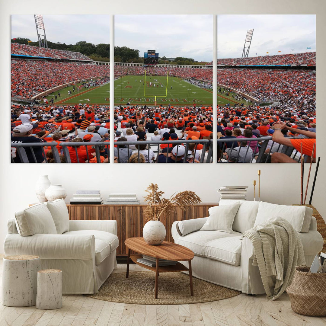 Virginia Cavaliers Football Team Print - Charlottesville Scott Stadium Wall Art Canvas Print