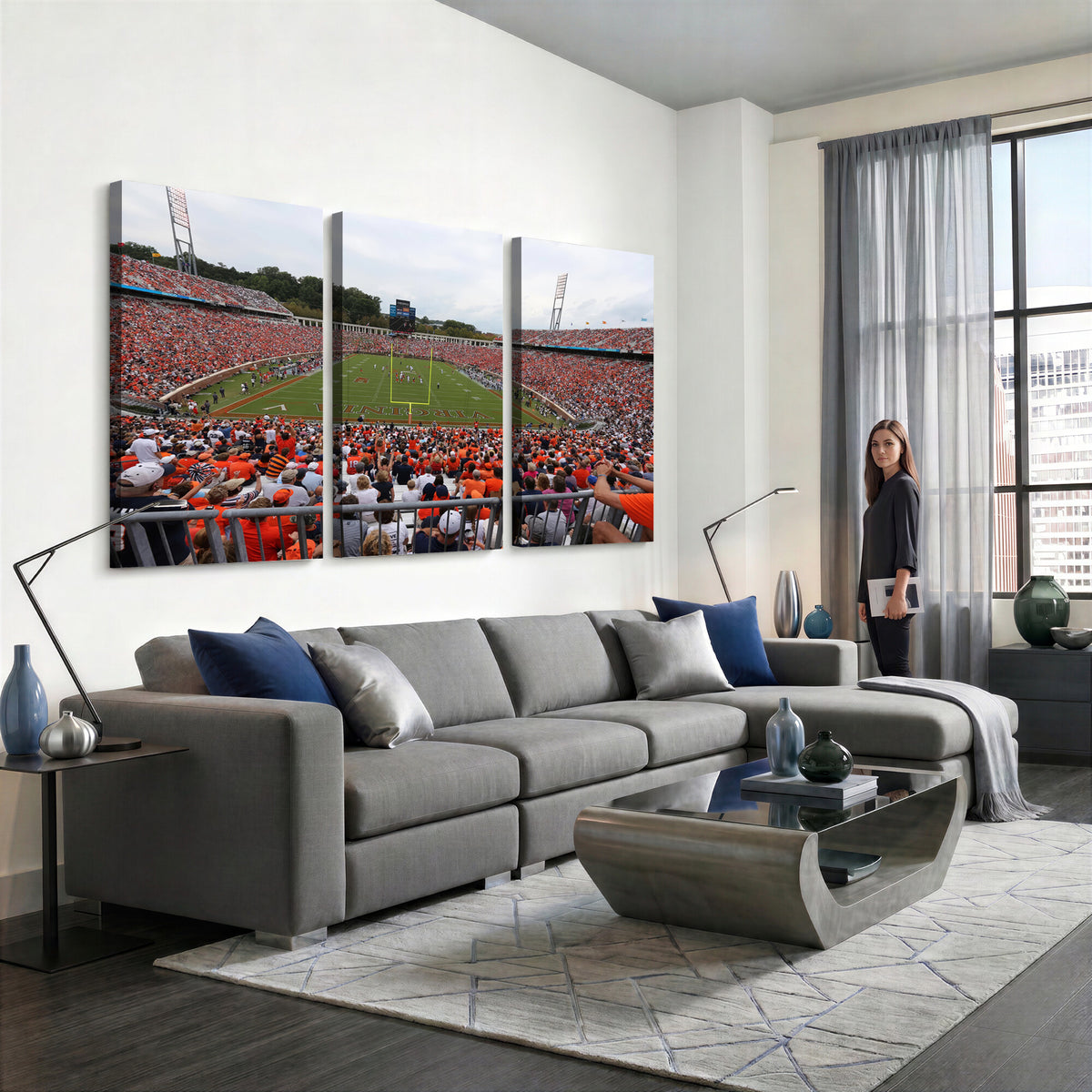 63606-MGV-CV-36X24 - Virginia Cavaliers Football Team Print, Charlottesville, Extra Large Game Room Wall Decor