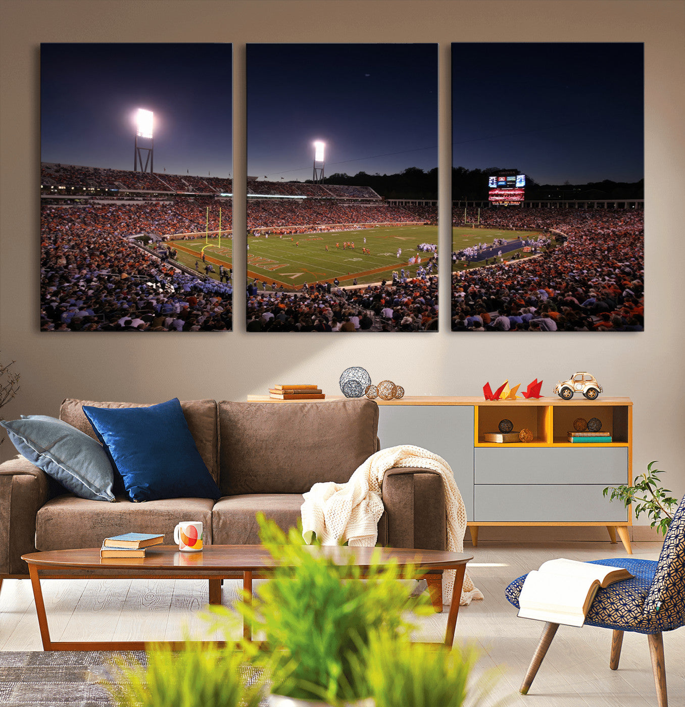 MGV-CV-60X30-3P - Virginia Cavaliers Football Team Print - Charlottesville Scott Stadium Canvas Print Wall Art