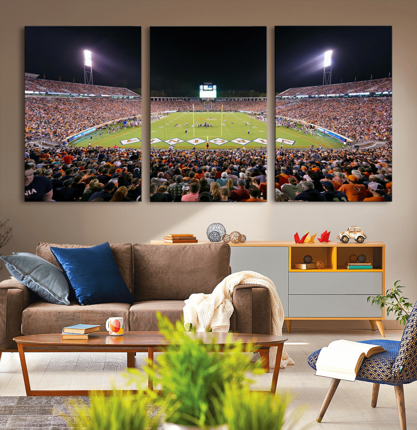 MGV-CV-60X30-3P - Virginia Cavaliers Football Team Print - Charlottesville Scott Stadium Wall Art Canvas Print