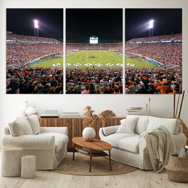 Virginia Cavaliers Football Team Print - Charlottesville Scott Stadium Wall Art Canvas Print