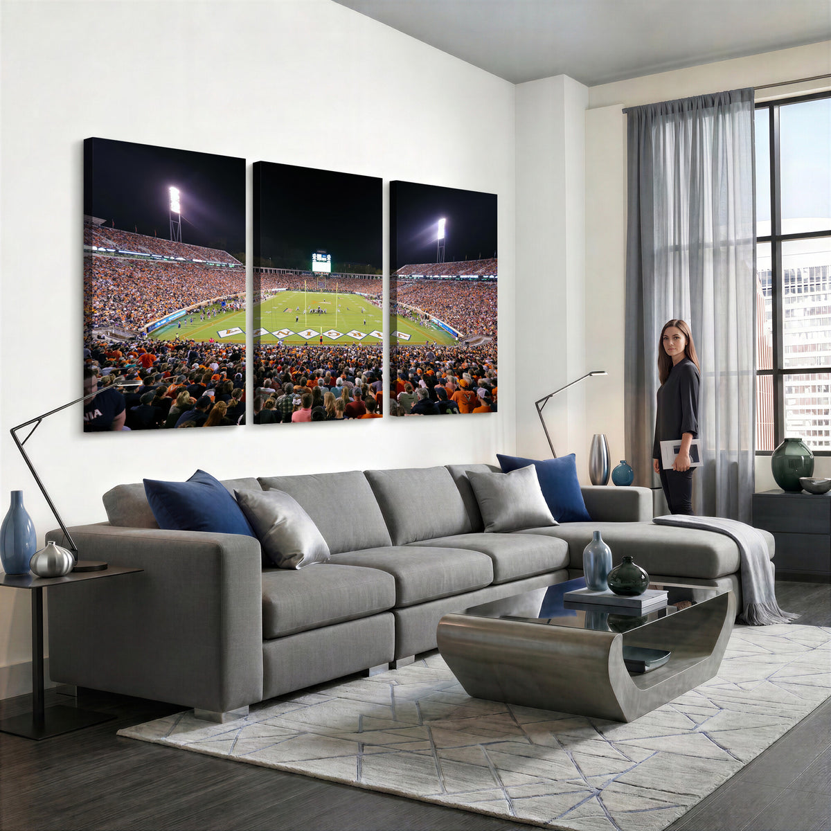 98441-MGV-CV-36X24 - Virginia Cavaliers Football Team Print - Charlottesville Scott Stadium Wall Art Canvas Print