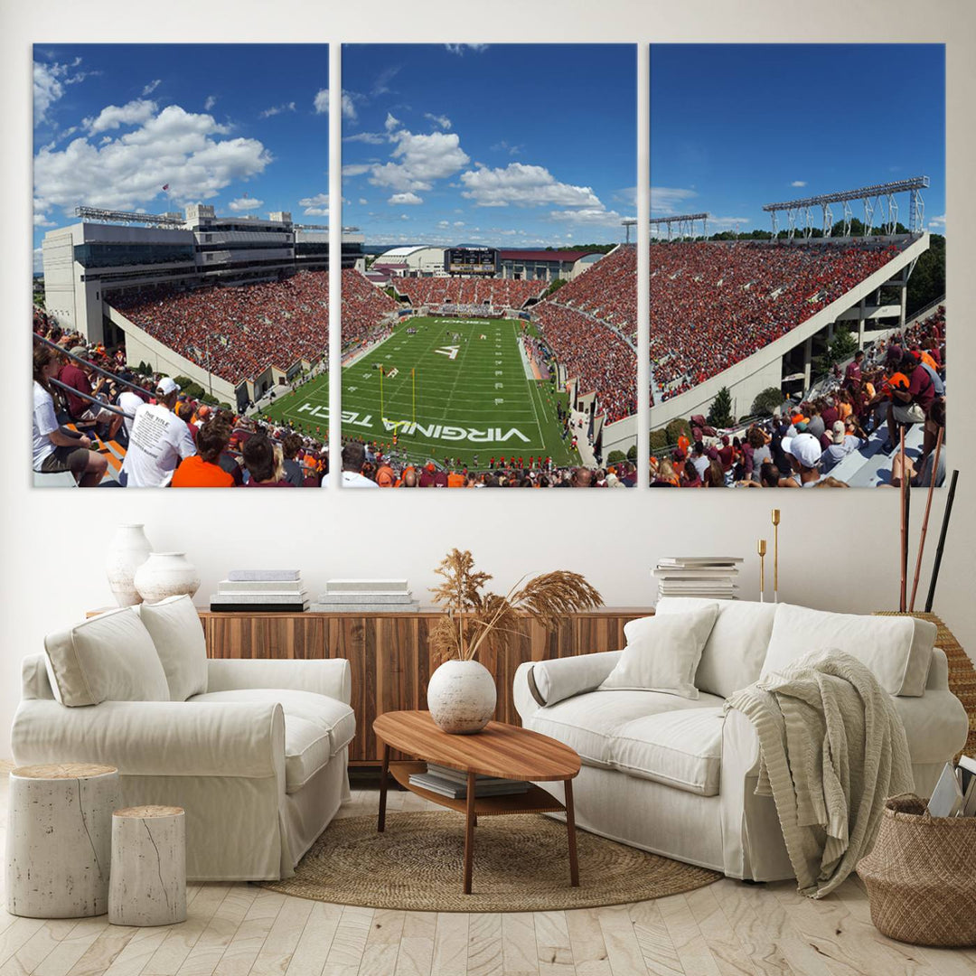 Virginia Tech Hokies Football Team Print - Blacksburg Lane Stadium Wall Art Canvas Print