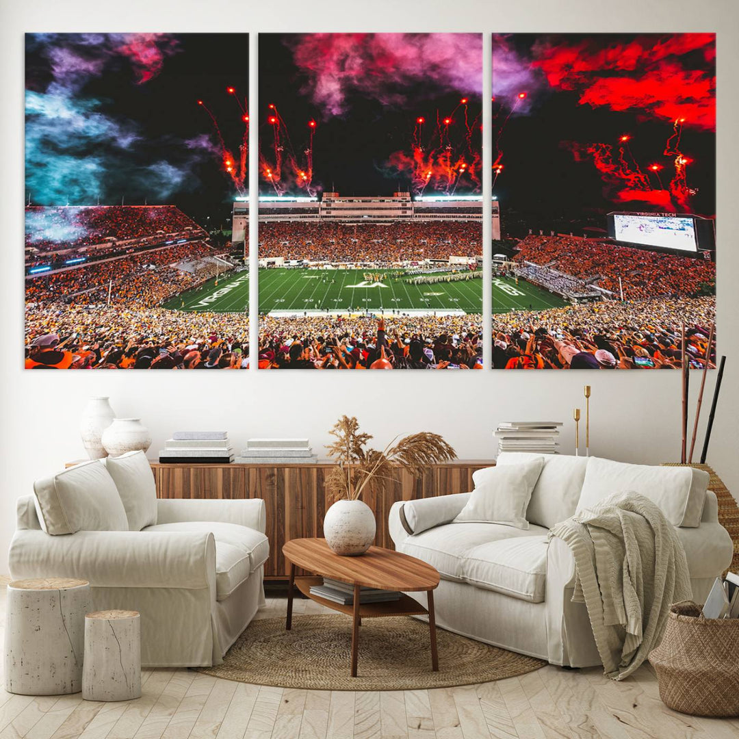 Virginia Tech Hokies Football Team Print - Blacksburg Lane Stadium Wall Art Canvas Print