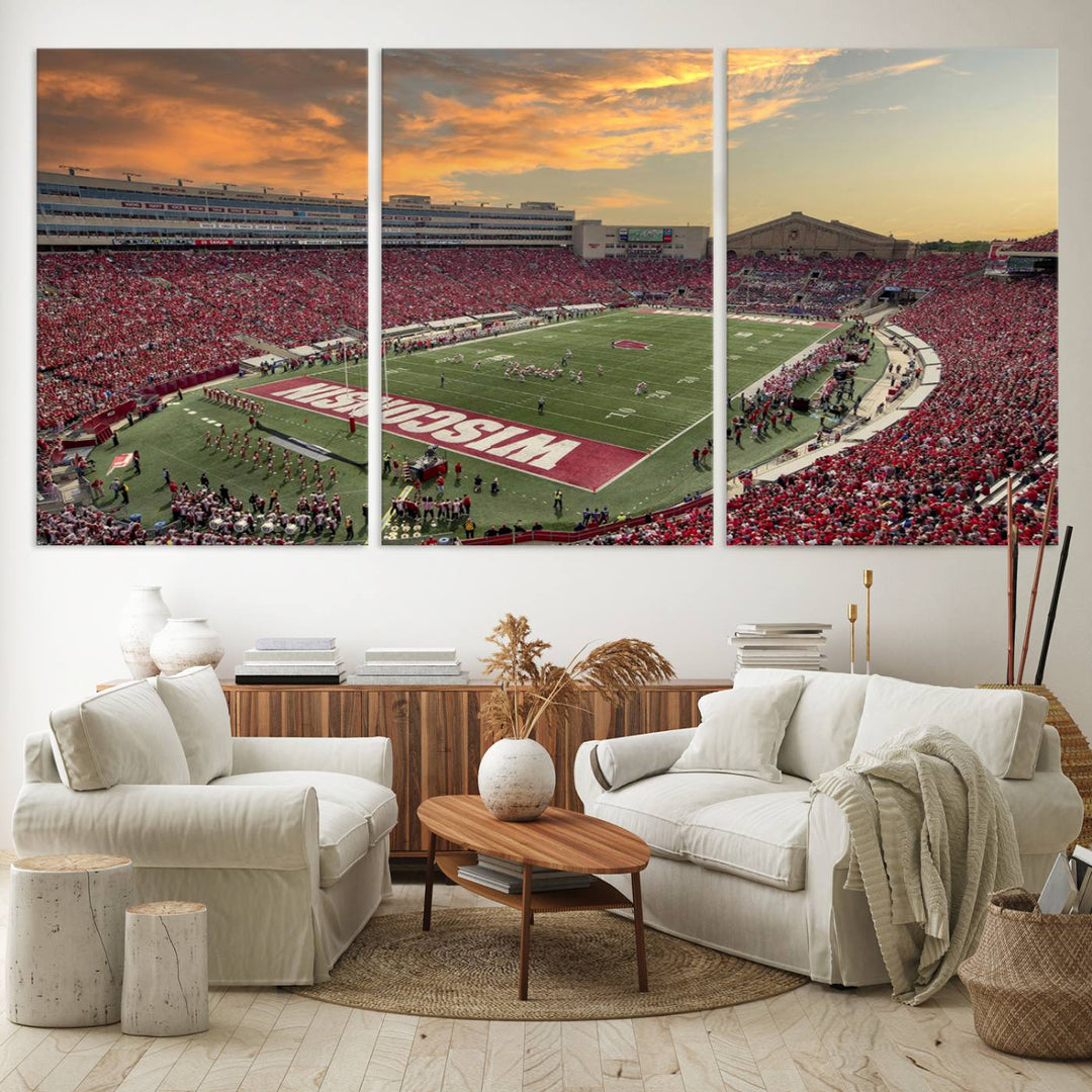 Wisconsin Badgers Football Team Print - Madison Camp Randall Stadium Wall Art Canvas Print