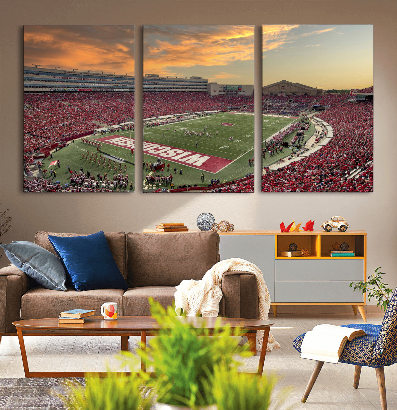 MGV-CV-60X30-3P - Camp Randall Stadium Wisconsin Badgers Large Wall Art Canvas Print | College Football Stadium Wall