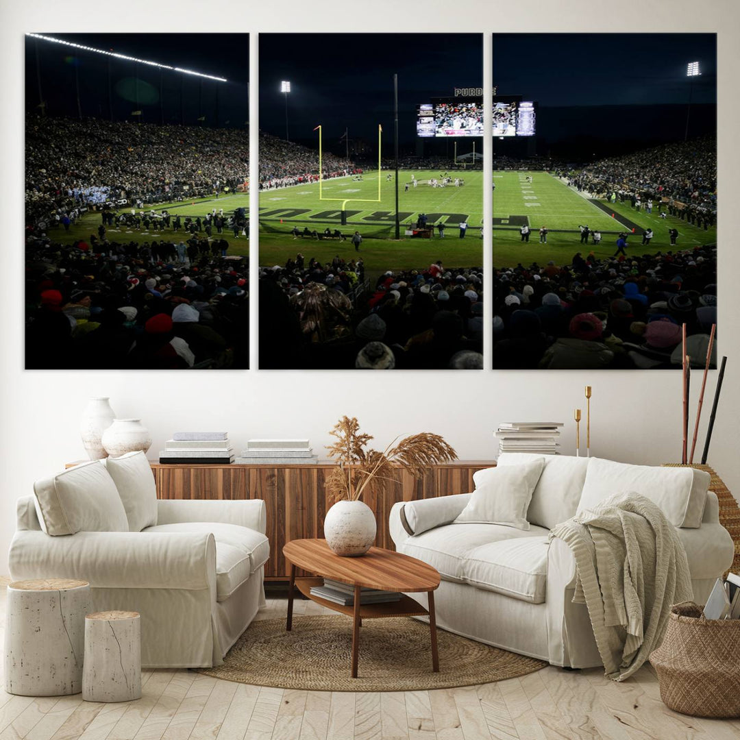 Purdue Boilermakers Football Team Print - West Lafayette Ross–Ade Stadium Wall Art Canvas Print