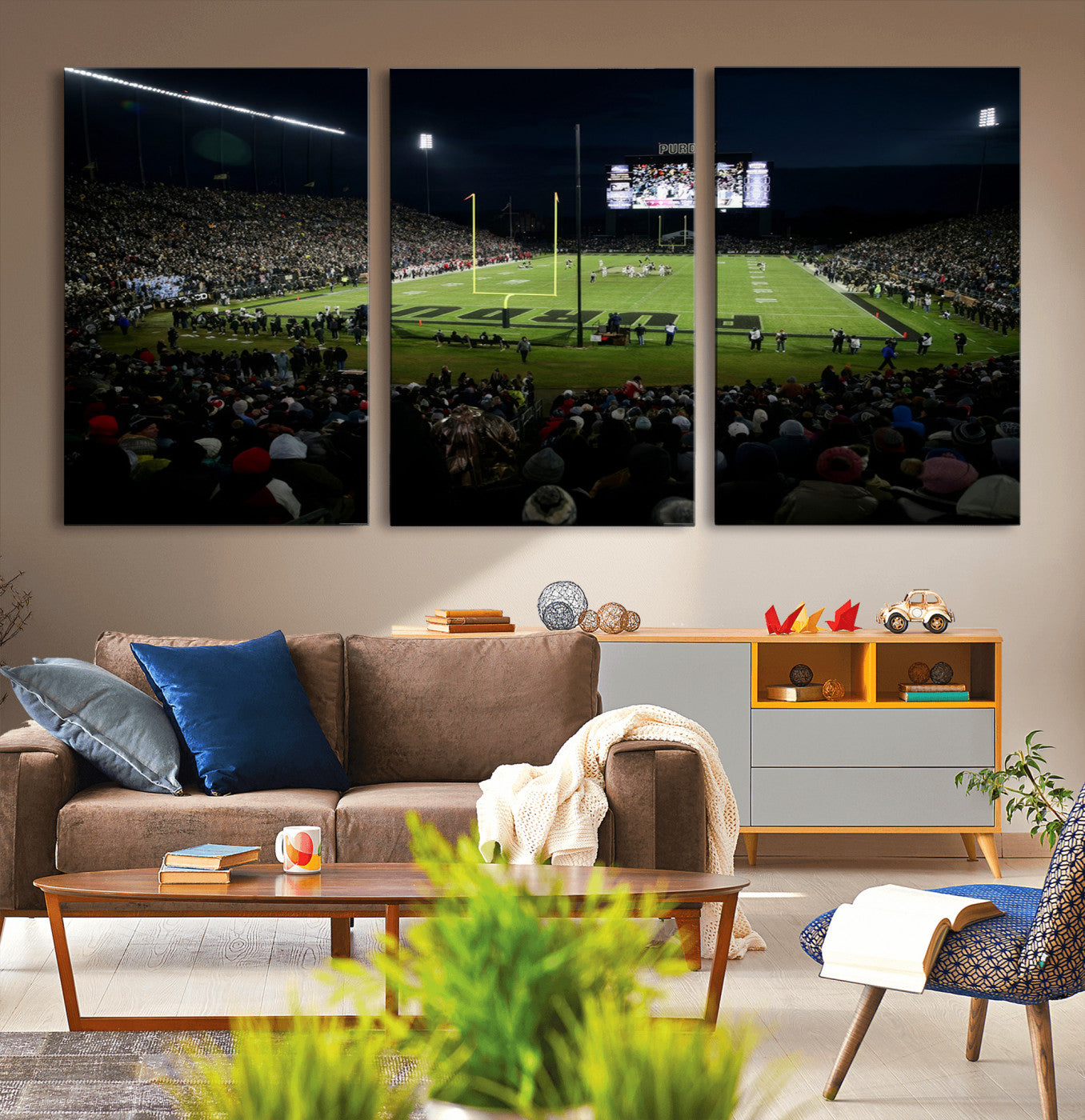 MGV-CV-60X30-3P - Purdue Boilermakers Football Team Print - West Lafayette Ross–Ade Stadium Wall Art Canvas Print