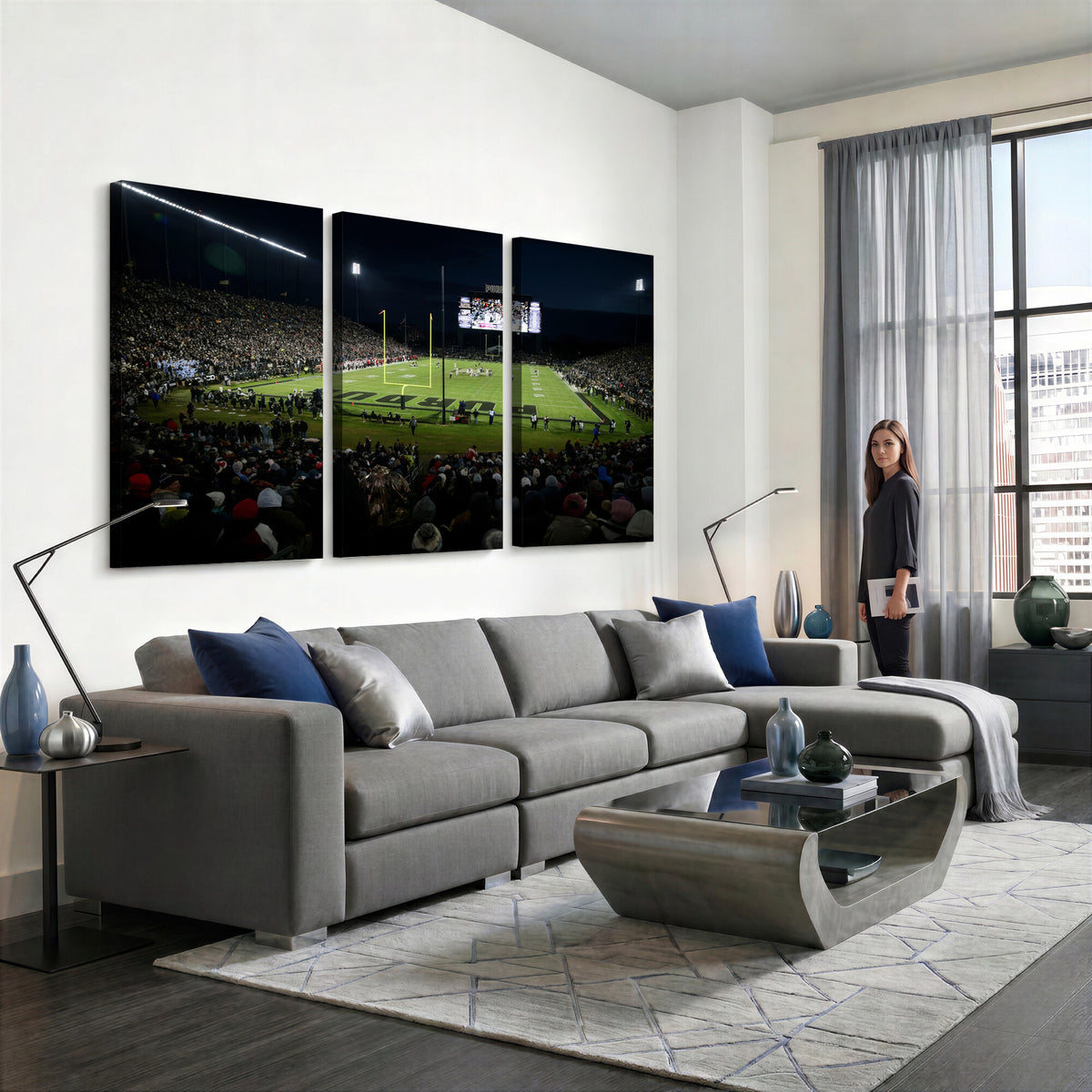 60140-MGV-CV-36X24 - Purdue Boilermakers Football Team Print - West Lafayette Ross–Ade Stadium Wall Art Canvas Print