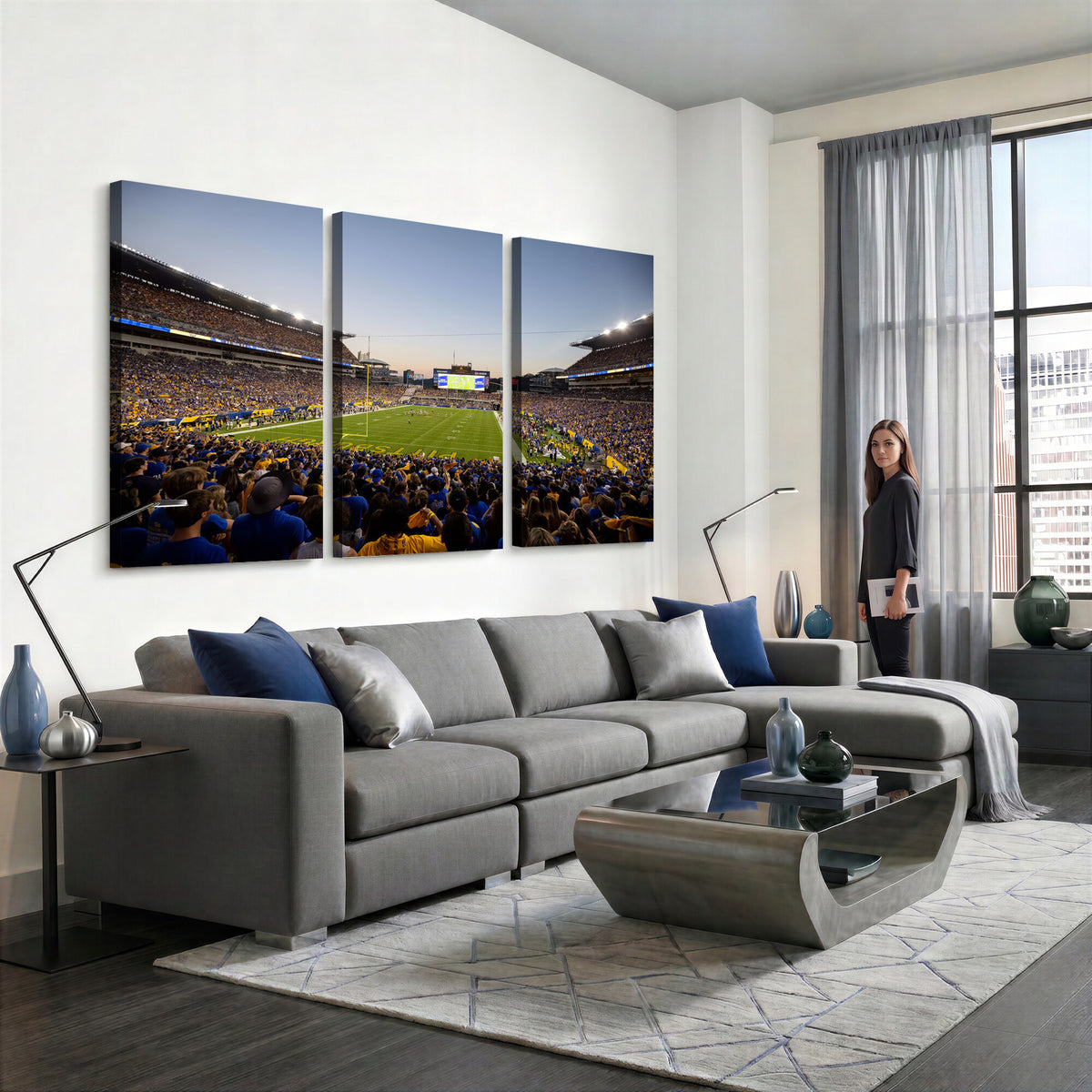 41853-MGV-CV-36X24 - Pittsburgh Panthers Football Team Print - Pittsburgh Acrisure Stadium Wall Art Canvas Print