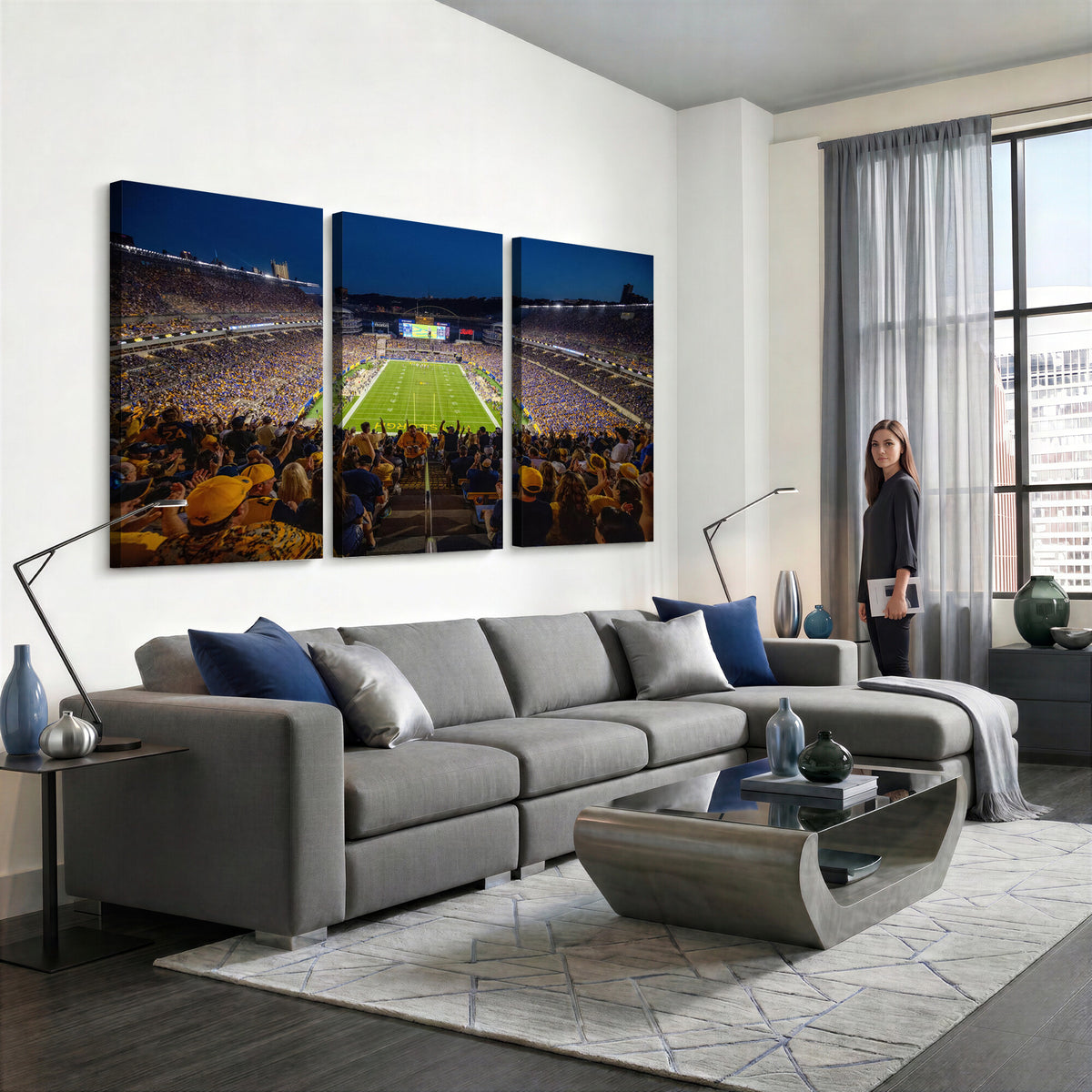 62297-MGV-CV-36X24 - Pittsburgh Panthers Football Team Print - Pittsburgh Acrisure Stadium Wall Art Canvas Print