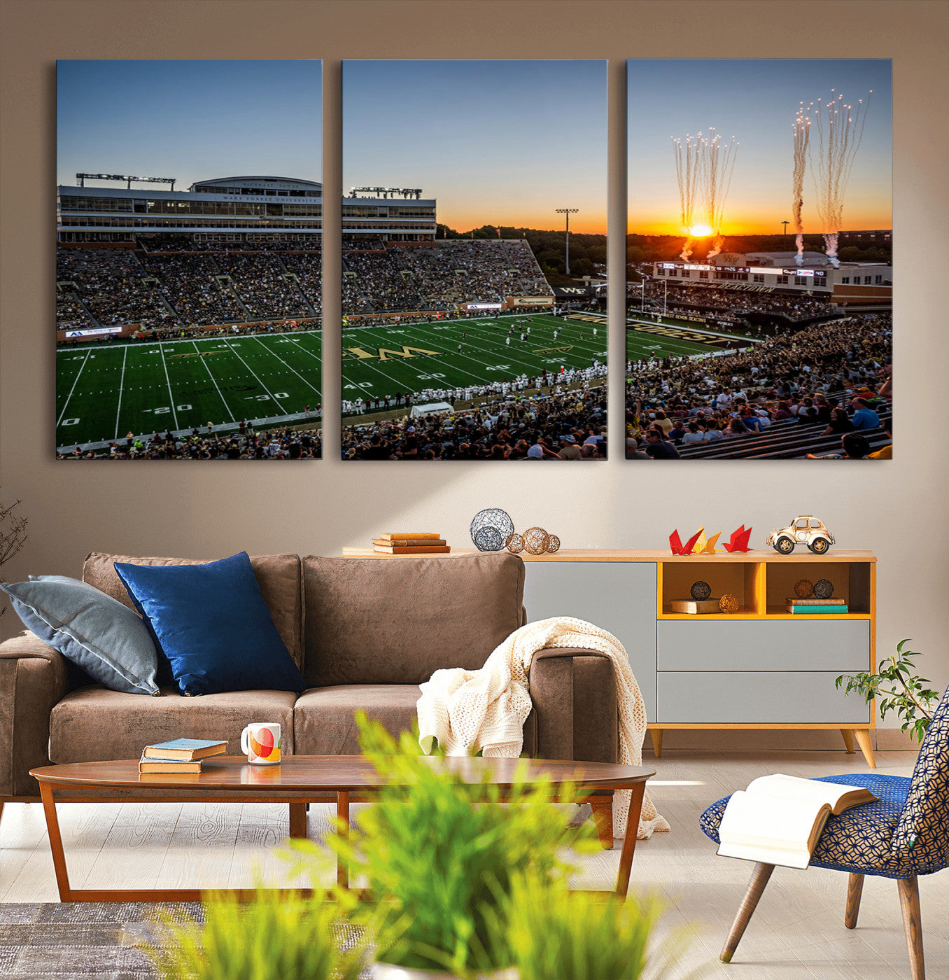 29253-MGV-CV-36X24-Demon Deacons Football Team Print Canvas- Winston-Salem Allegacy Federal Credit Union Stadium Wall