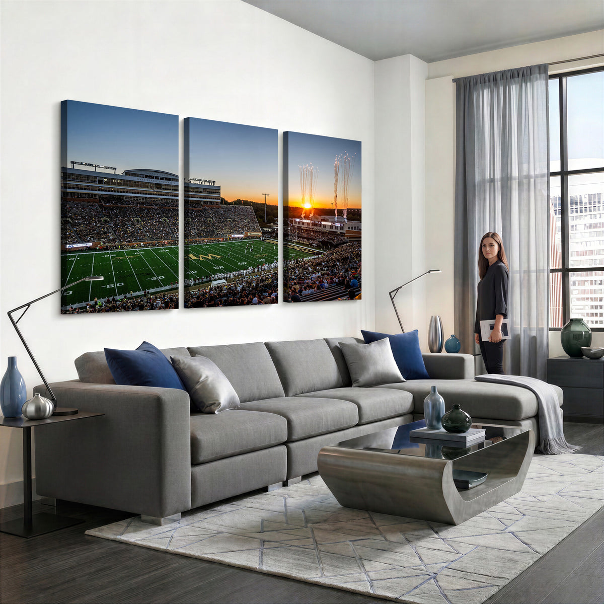 29253-MGV-CV-36X24 - Demon Deacons Football Team Print Canvas- Winston-Salem Allegacy Federal Credit Union Stadium Wall