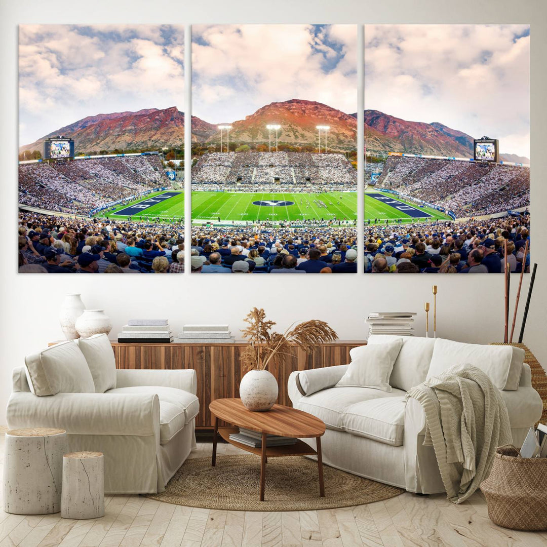 Brigham Young University Cougars Football Team Print - Provo LaVell Edwards Stadium Wall Art Canvas Print.