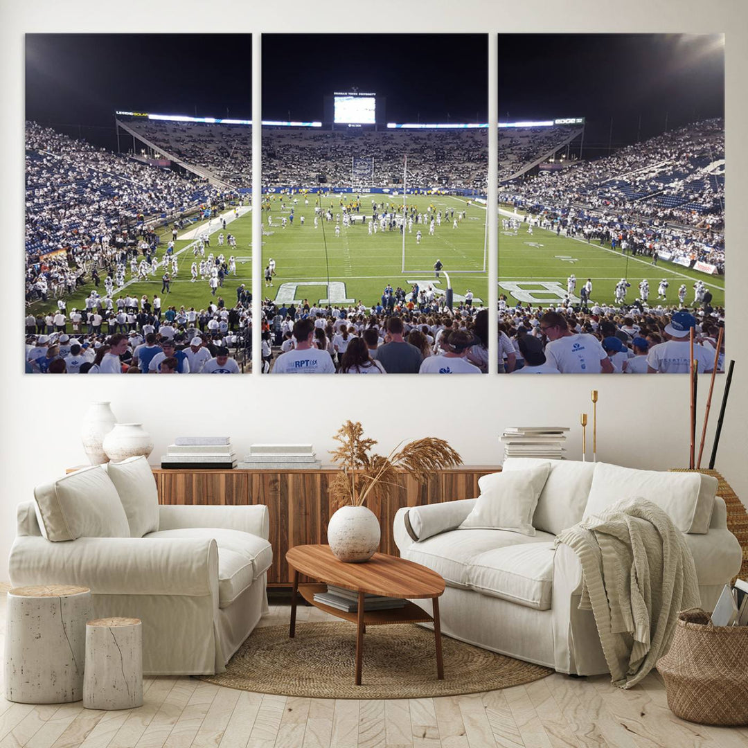 Brigham Young University Cougars Football Team Print - Provo LaVell Edwards Stadium Wall Art Canvas Print.