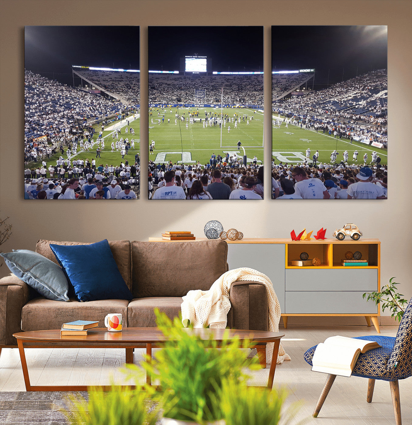 MGV-CV-60X30-3P - Brigham Young University Cougars Football Print Canvas - Provo LaVell Edwards Stadium Wall Art