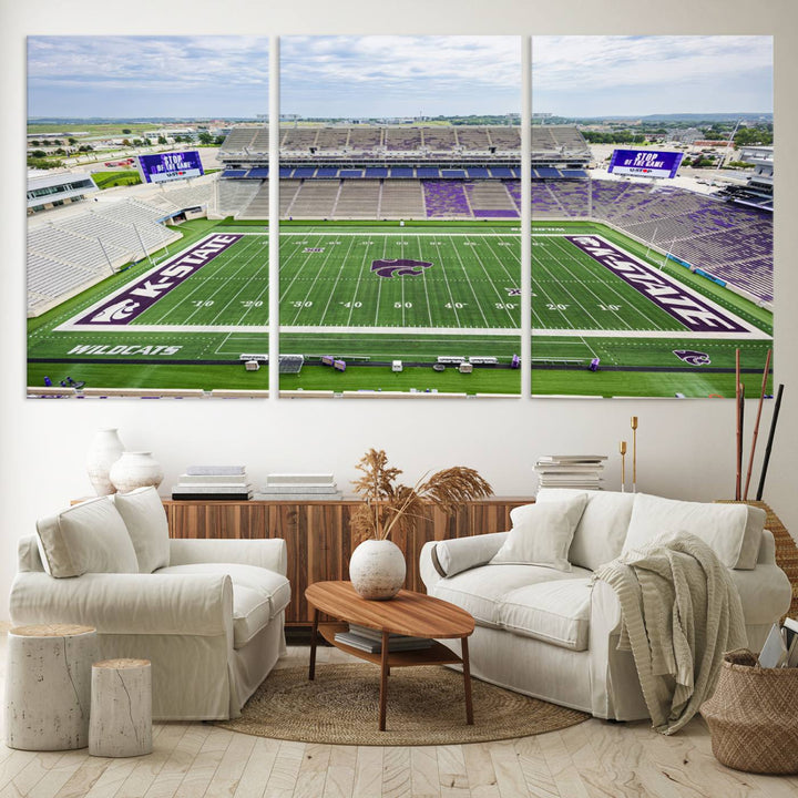 KState Wildcats Football Team Print - Manhattan Bill Snyder Family Football Stadium Wall Art Canvas Print