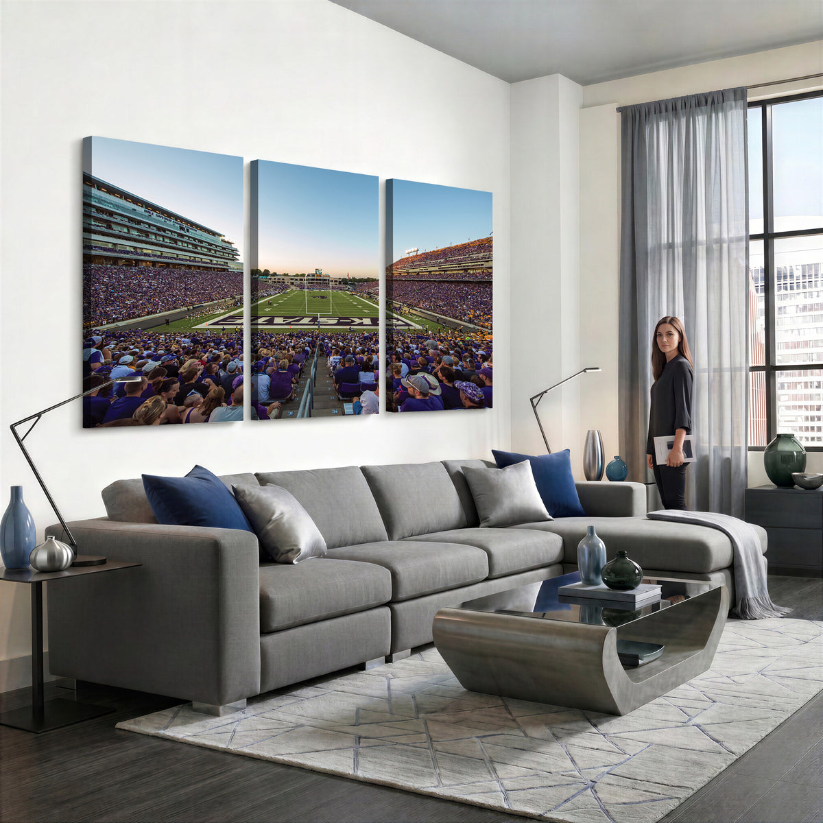 82792-MGV-CV-36X24 - Kansas State University Wildcats Football Team Print - Manhattan Bill Snyder Family Football Stadium