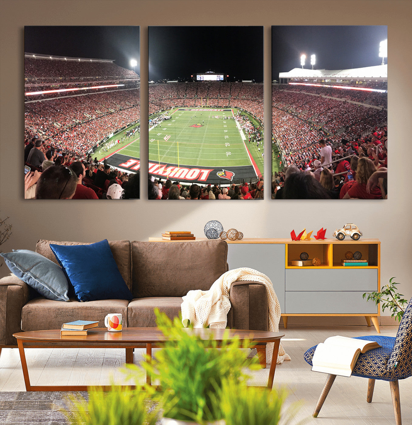 MGV-CV-60X30-3P - University of Louisville Cardinals Football Team Print - Louisville Cardinal Stadium Wall Art Canvas