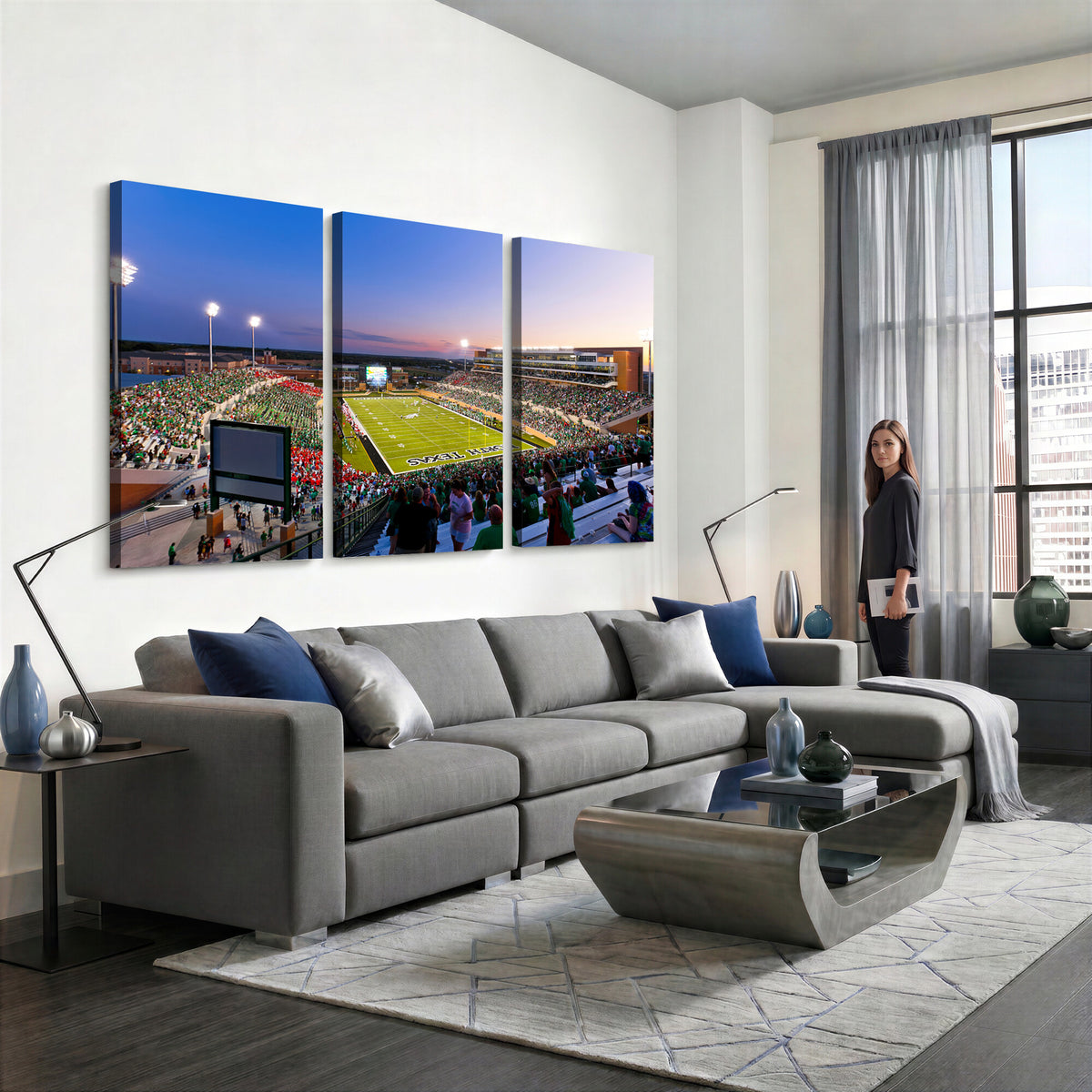 25916-MGV-CV-36X24 - University of North Texas Mean Green Football Team Print - Denton DATCU Stadium Canvas Print Wall