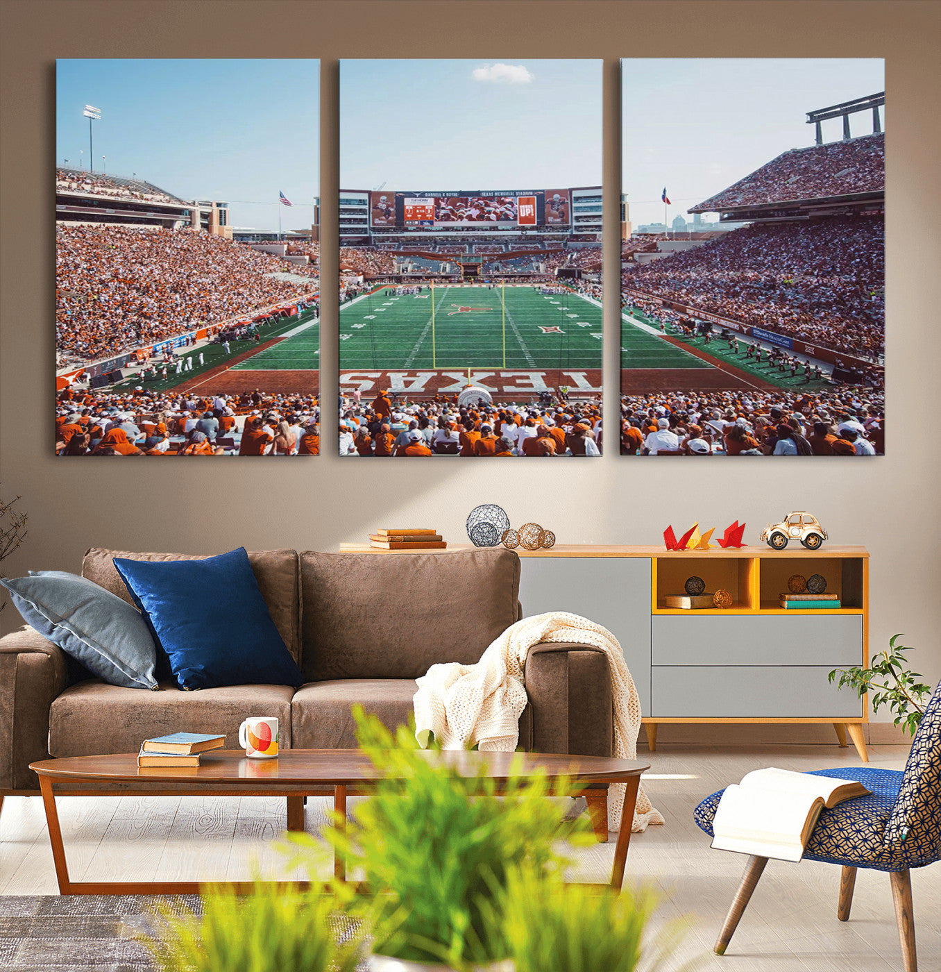 MGV-CV-60X30-3P - Framed Texas Memorial Stadium Canvas, University of Texas Longhorns Football Team Print - Austin