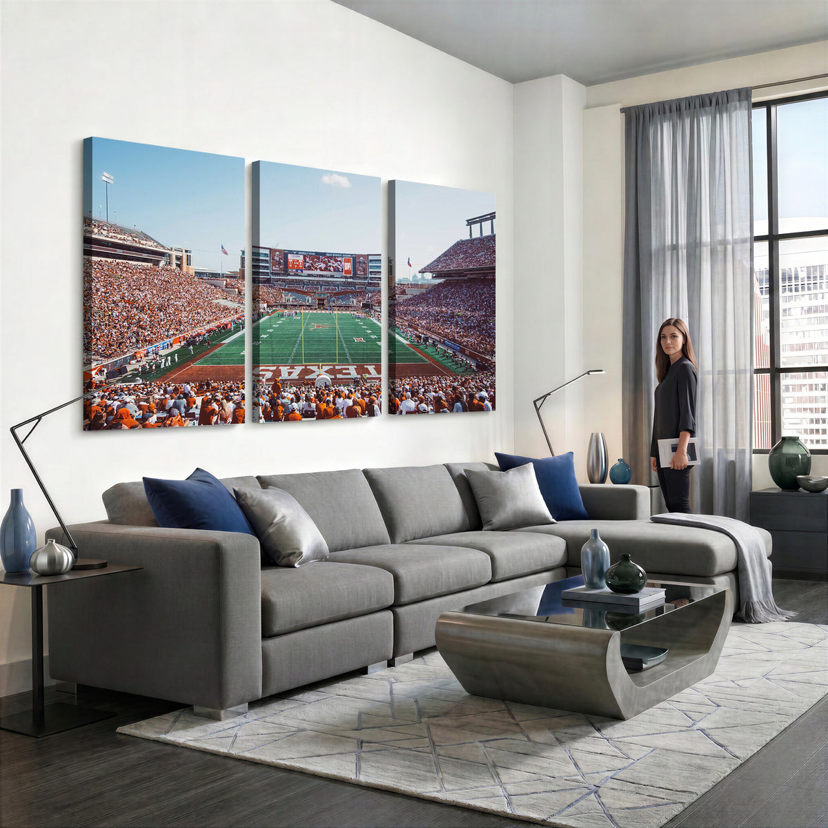 14826-MGV-CV-36X24 - Framed Texas Memorial Stadium Canvas, University of Texas Longhorns Football Team Print - Austin
