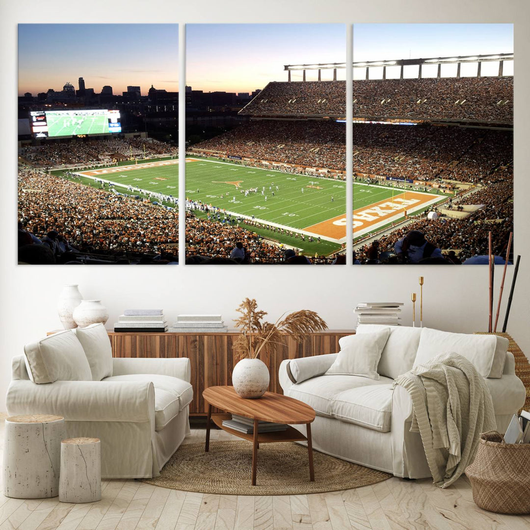 Darrell K Royal-Texas Memorial Stadium Canvas Wall Art - Texas Longhorns Football Match