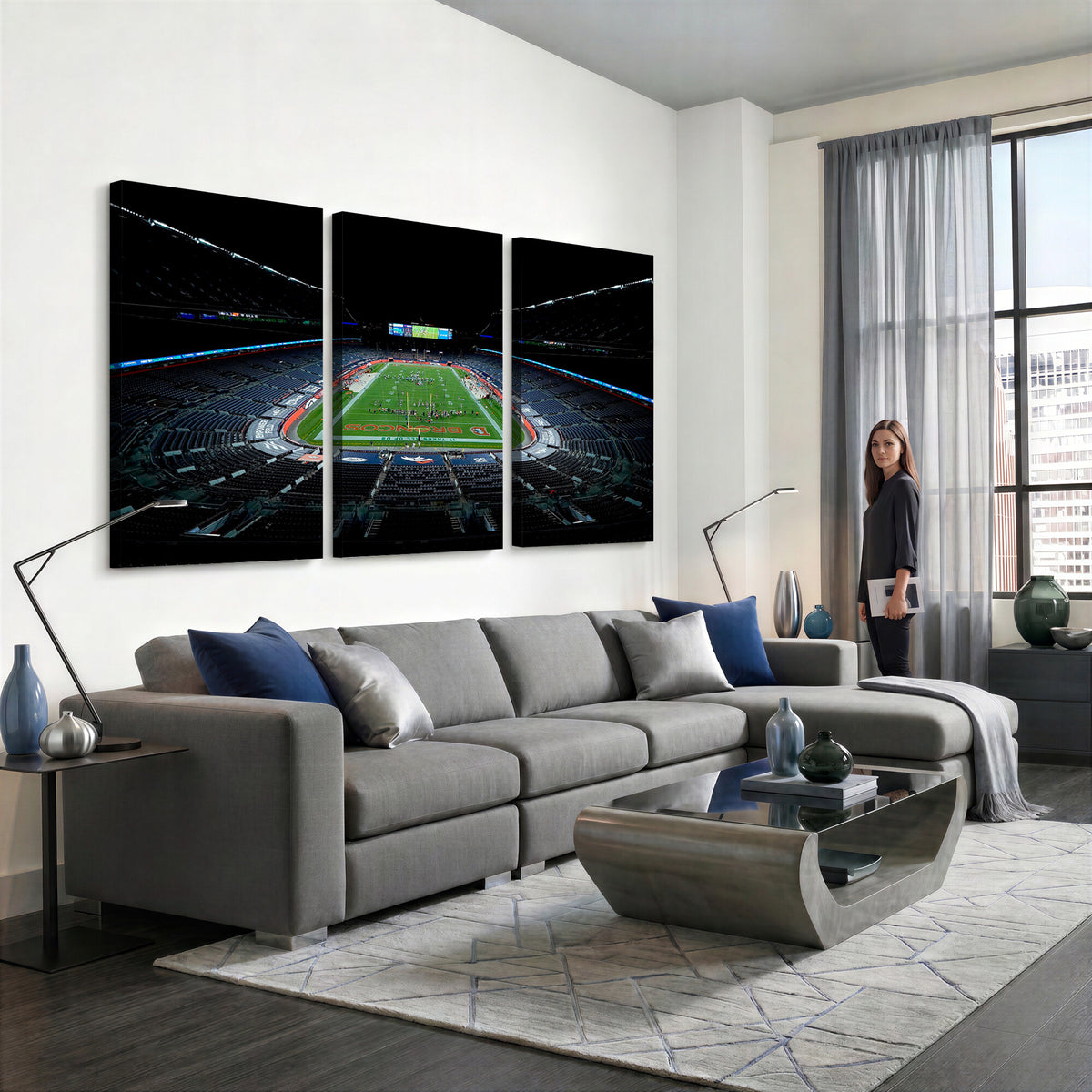 14797-MGV-CV-36X24 - Denver Broncos Football Team Print Canvas- Denver Empower Field at Mile High Stadium Wall Art Canvas