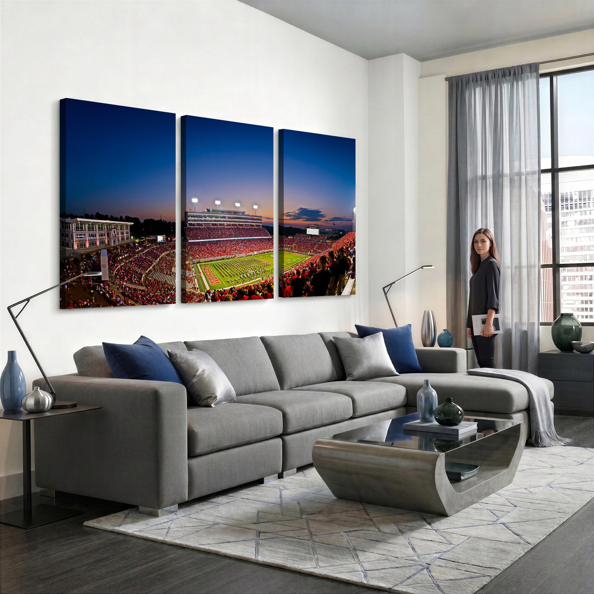 76202-MGV-CV-36X24 - Wolfpack Football Team Wall Art Print - Raleigh Carter-Finley Stadium Wall Art Canvas Print