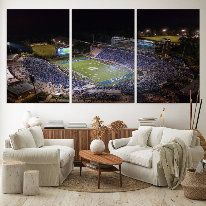 Duke University Blue Devils Football Team Print - Durham Wallace Wade Stadium Wall Art Canvas Print