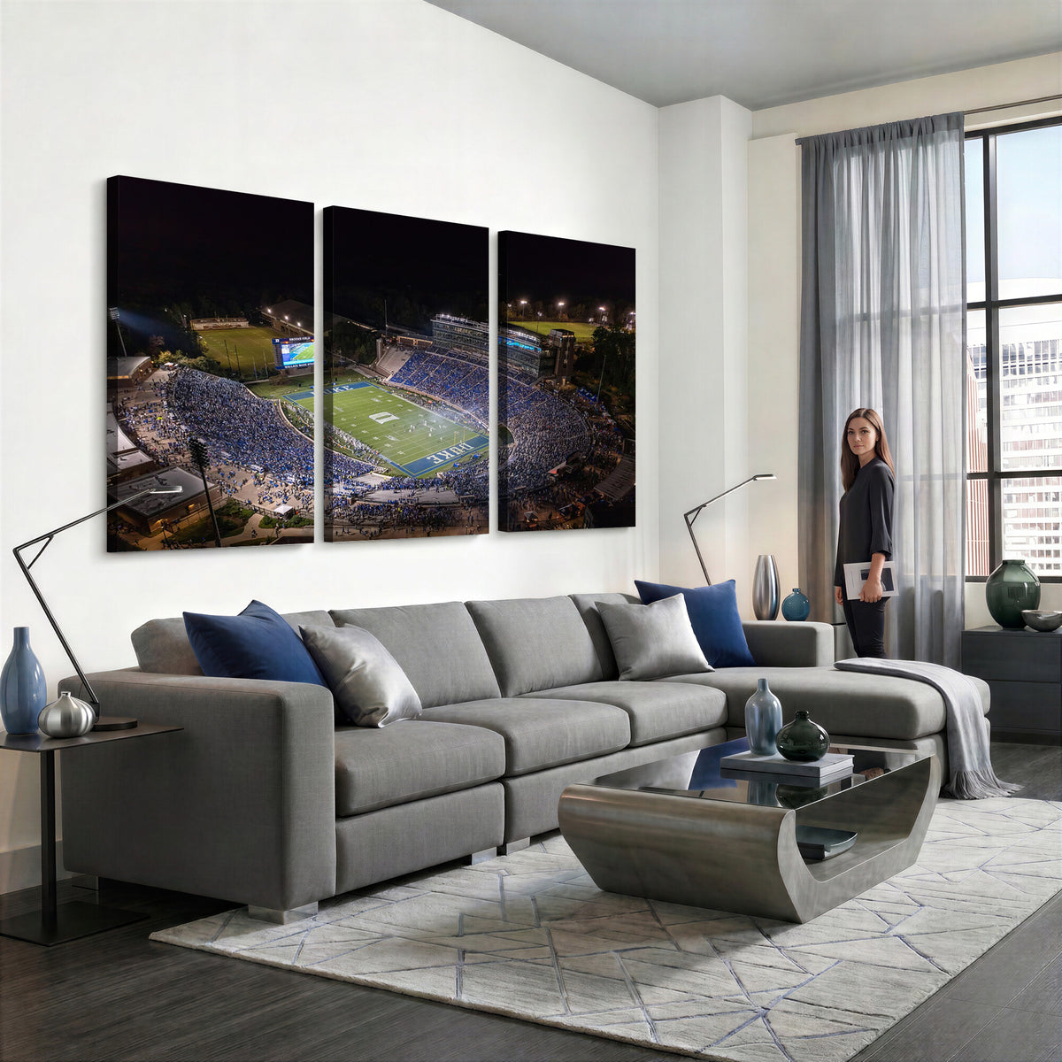 42347-MGV-CV-36X24 - Duke University Blue Devils Football Print Canvas - Durham Wallace Wade Stadium Wall Art Canvas