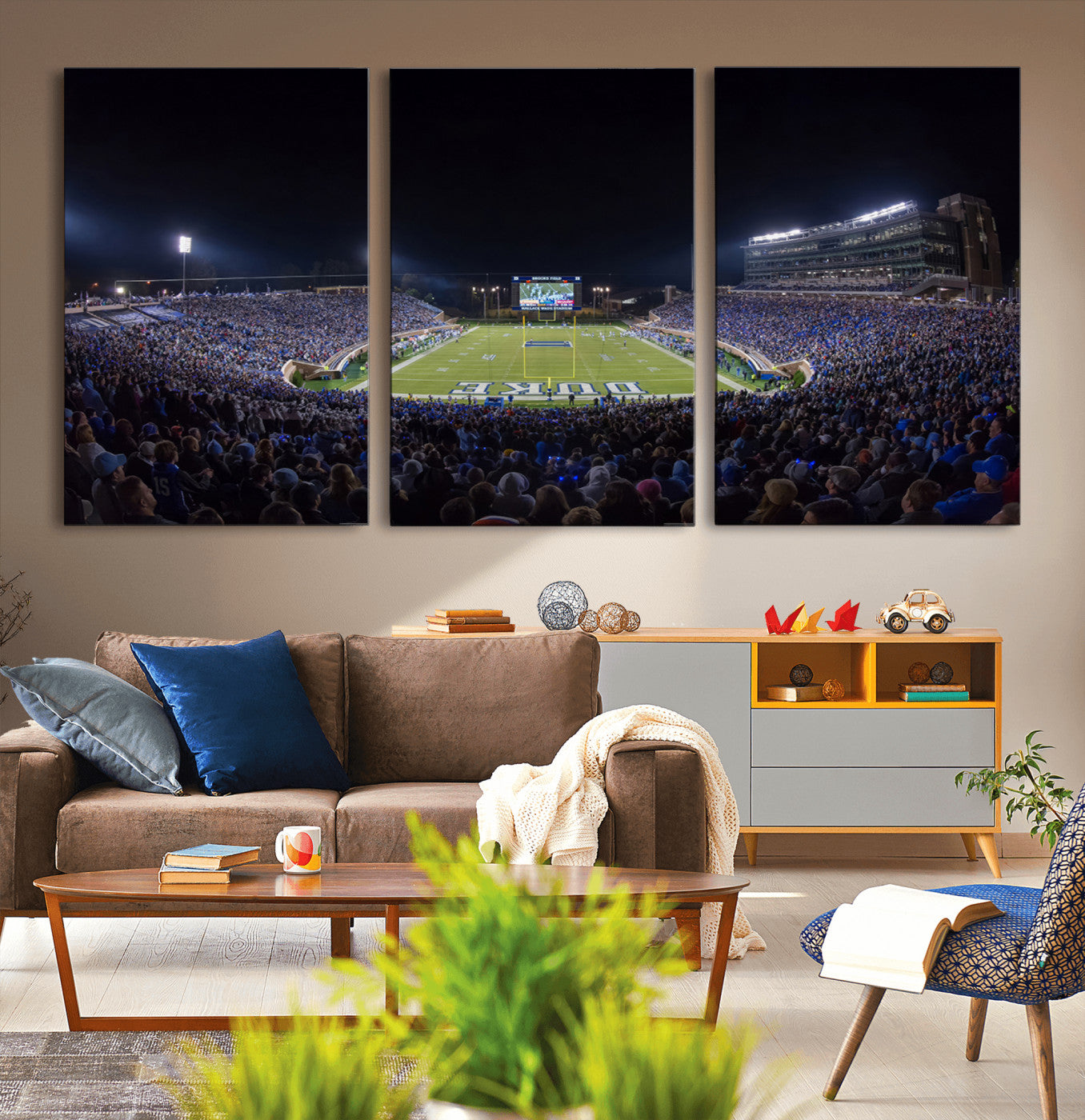 MGV-CV-60X30-3P - Duke University Blue Devils Football Team Print - Durham Wallace Wade Stadium Wall Art Canvas Print