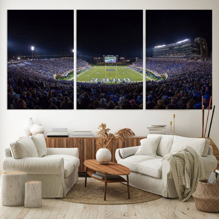 Duke University Blue Devils Football Team Print - Durham Wallace Wade Stadium Wall Art Canvas Print