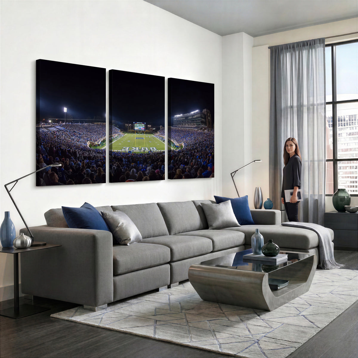 21070-MGV-CV-36X24 - Duke University Blue Devils Football Team Print - Durham Wallace Wade Stadium Wall Art Canvas Print
