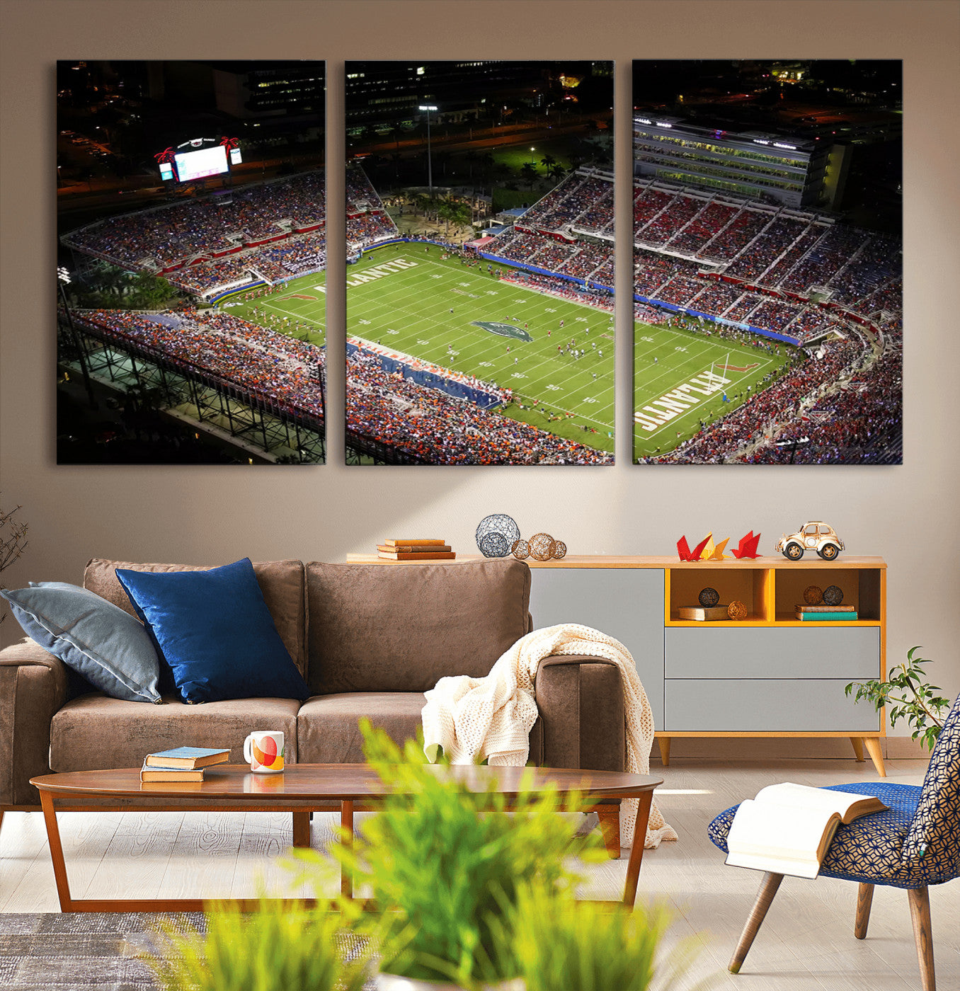 MGV-CV-60X30-3P - Florida Atlantic University Owls Canvas Print, Football Team Print - Boca Raton FAU Stadium Wall Art