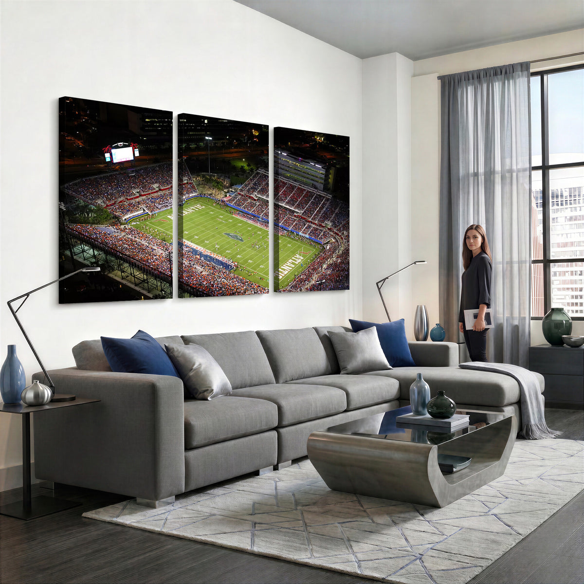 12682-MGV-CV-36X24 - Florida Atlantic University Owls Canvas Print, Football Team Print - Boca Raton FAU Stadium Wall Art
