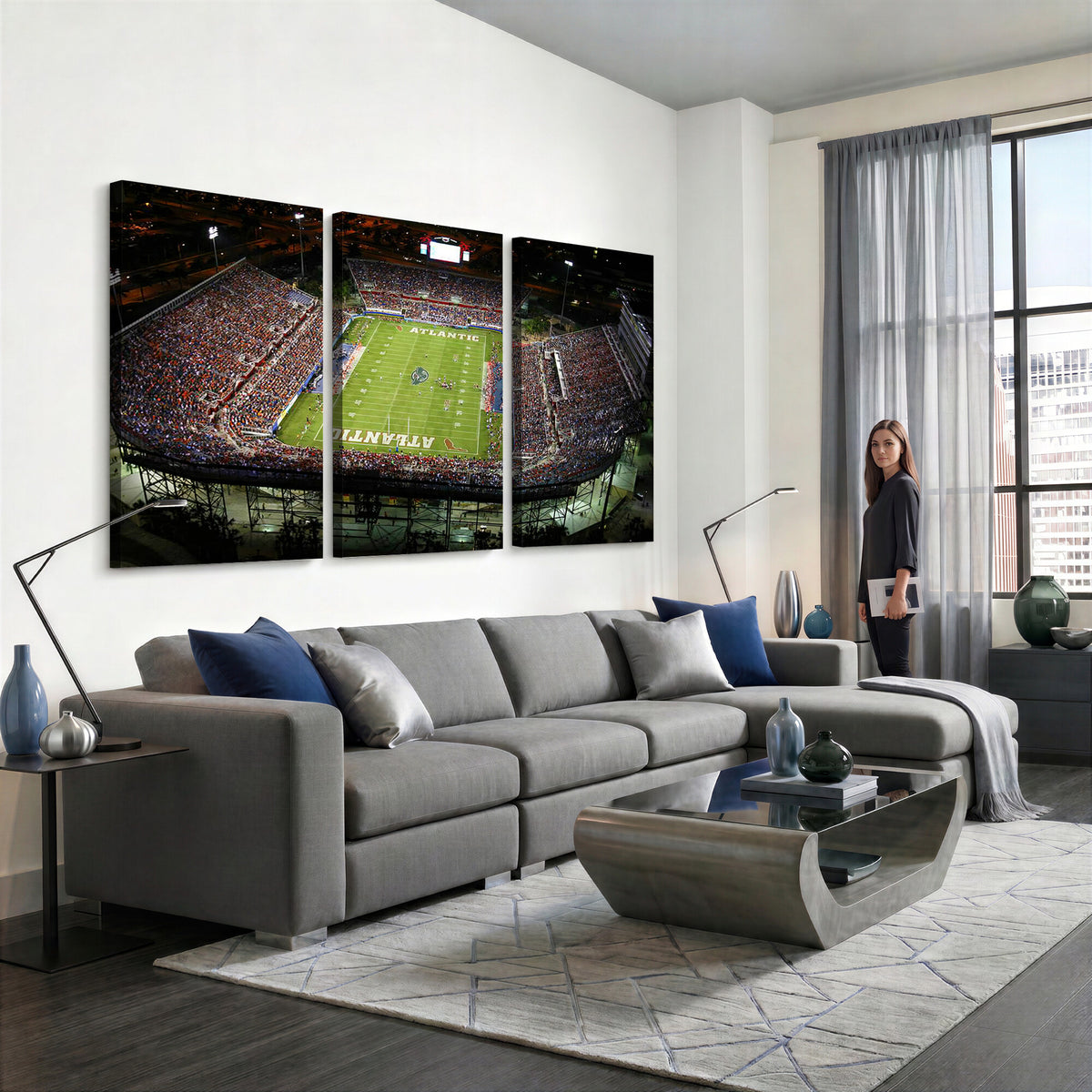 72354-MGV-CV-36X24 - Florida Atlantic University Owls Football Team Print - Boca Raton FAU Stadium Wall Art Canvas Print