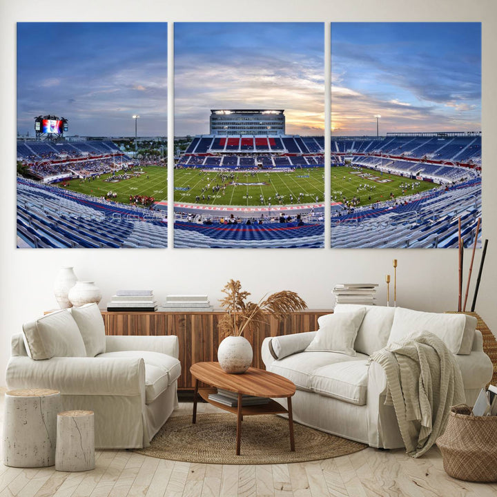 Florida Atlantic University Owls Football Team Print - Boca Raton FAU Stadium Wall Art Canvas Print