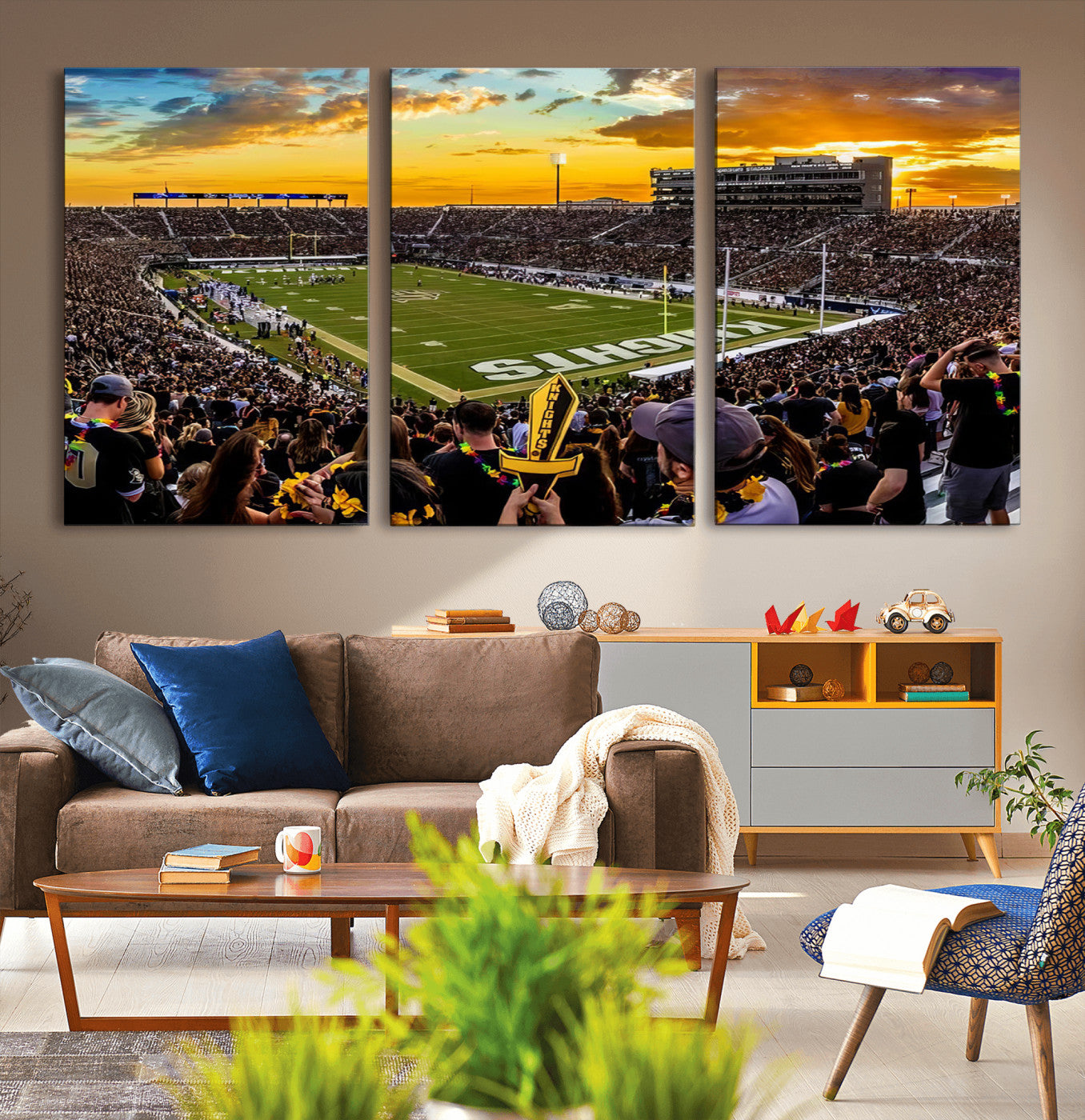MGV-CV-60X30-3P - UCF Knights Football Team Print - Orlando FBC Mortgage Stadium, UCF Knights Wall Art Canvas Print