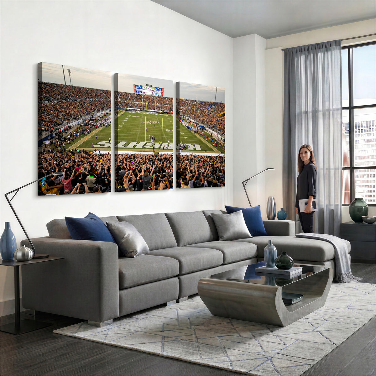 38659-MGV-CV-36X24 - UCF Knights Football Team Print - Orlando FBC Mortgage Stadium Canvas Print