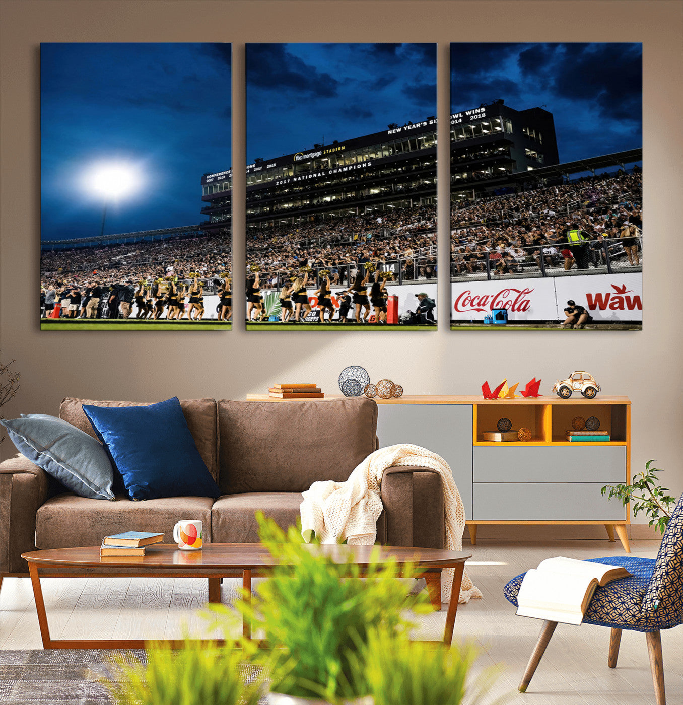 MGV-CV-60X30-3P - UCF Knights Football Team Print - Orlando FBC Mortgage Stadium Wall Art Canvas Print