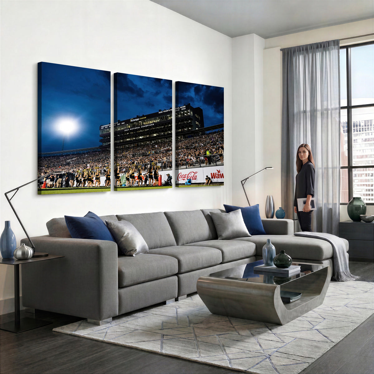 40217-MGV-CV-36X24 - UCF Knights Football Team Print - Orlando FBC Mortgage Stadium Wall Art Canvas Print