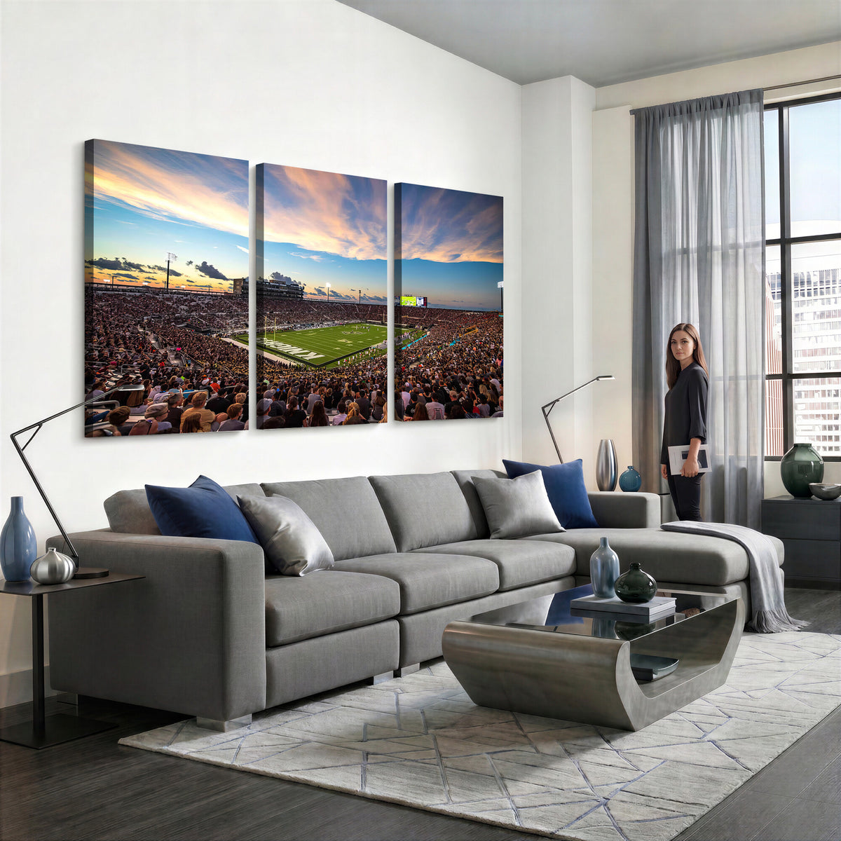 50243-MGV-CV-36X24 - UCF Knights Football Team Print - Orlando FBC Mortgage Stadium Wall Art Canvas Print