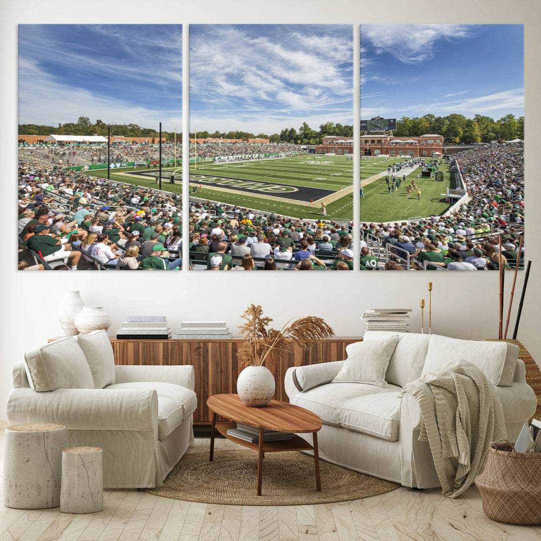 University of Charlotte 49ers Football Team Print - Charlotte Jerry Richardson Stadium Wall Art Canvas Print