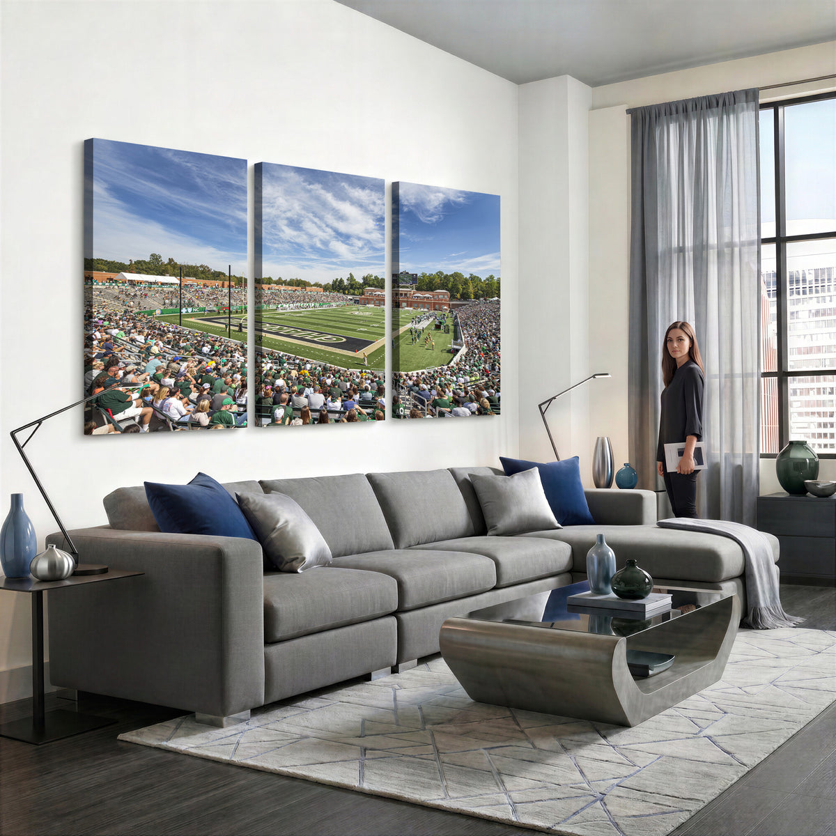 67799-MGV-CV-36X24 - University of Charlotte 49ers Football Team Print - Charlotte Jerry Richardson Stadium Canvas Print