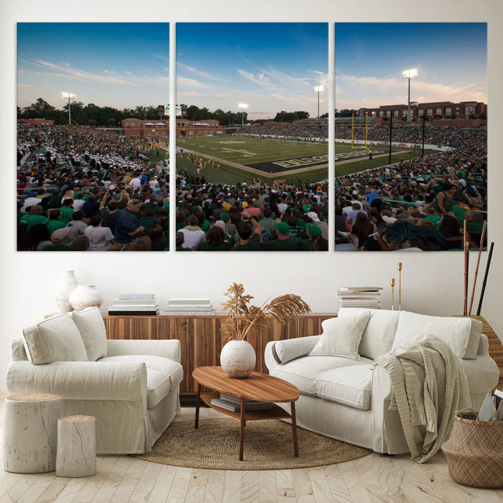 University of Charlotte 49ers Football Team Print - Charlotte Jerry Richardson Stadium Wall Art Canvas Print